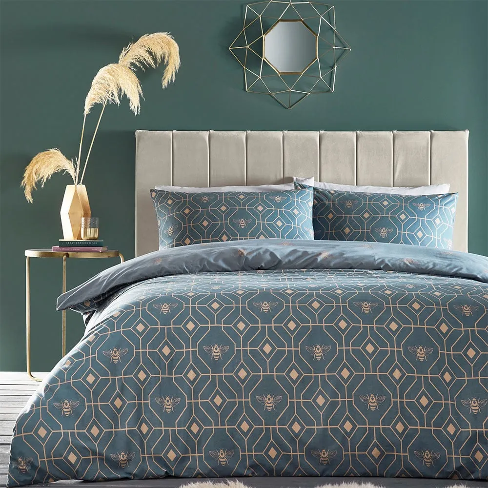Bee Deco Single Duvet Set - French Blue