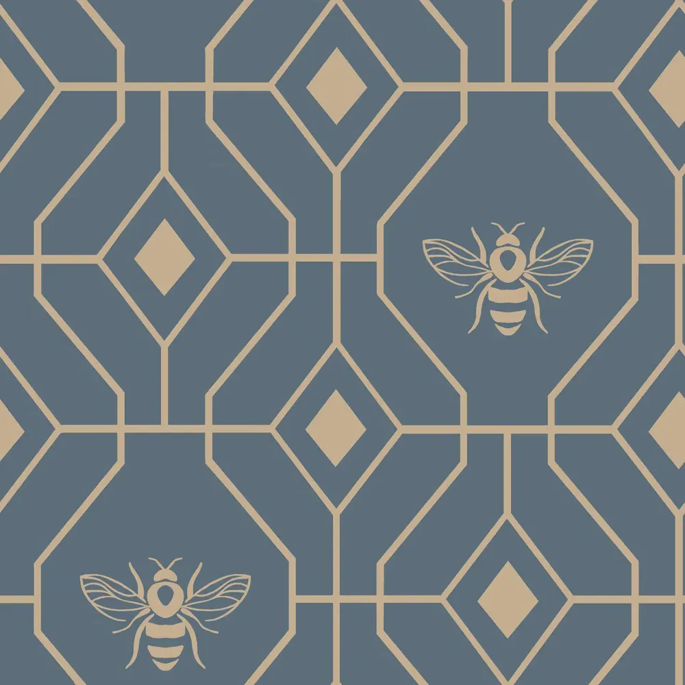 Bee Deco Super King Duvet Set - French Blue