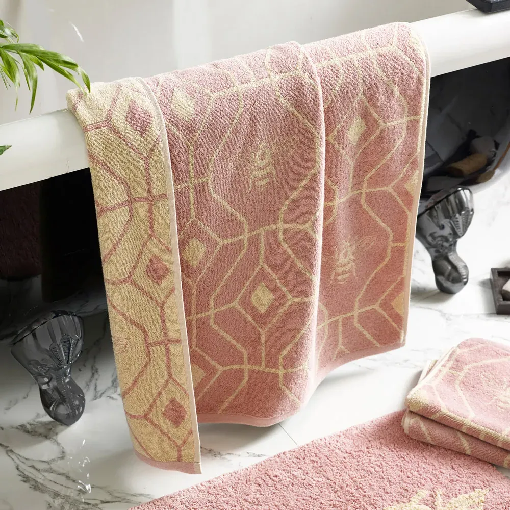 Bee Deco Turkish Cotton Jacquard Hand Towel - Blush