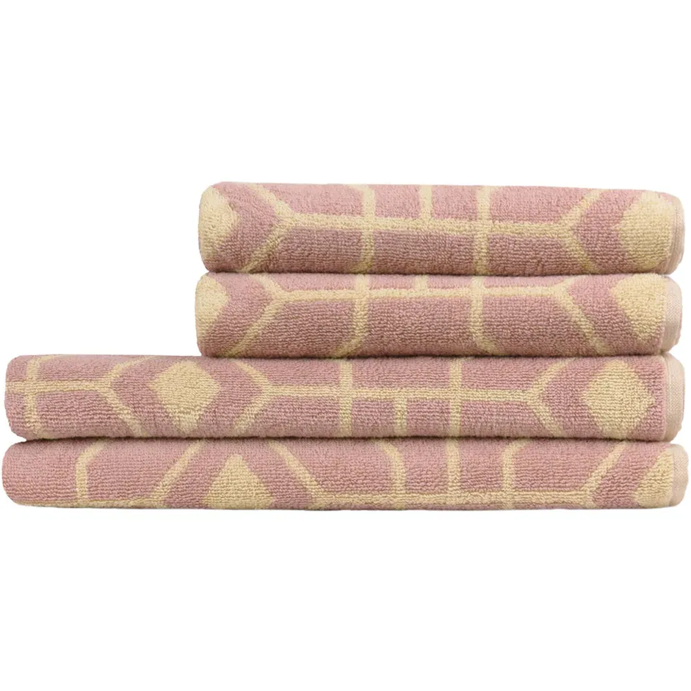 Bee Deco Turkish Cotton Jacquard Towel Set of 4 - Blush
