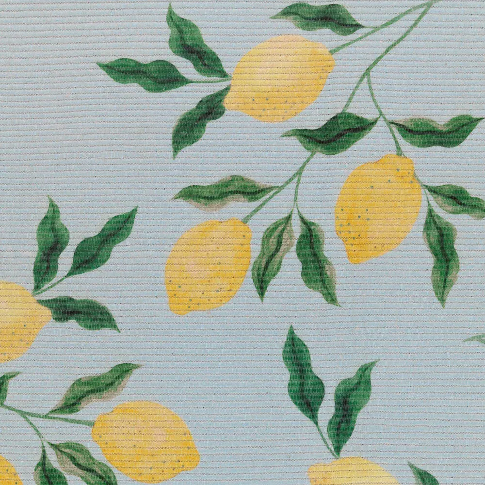 Blue Lemons Printed Indoor Outdoor Rug - Blue