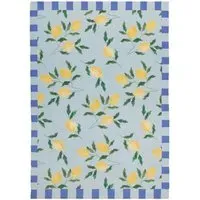 Blue Lemons Printed Indoor Outdoor Rug - Blue