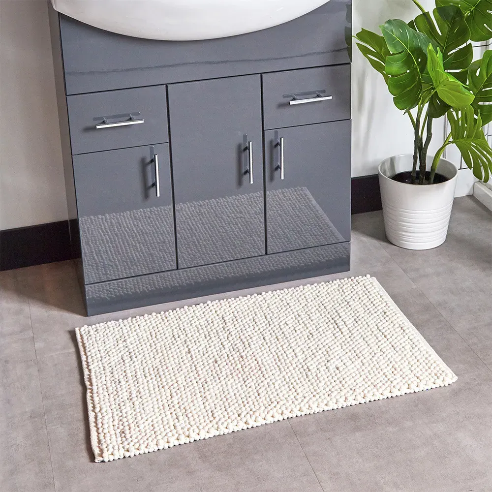 Bobble Woven Anti-Slip Bath Mat - Cream