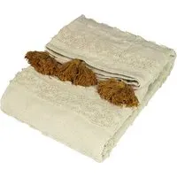 Boho Woven Tasselled Throw - Ochre