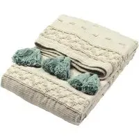 Boho Woven Tasselled Throw - Seafoam