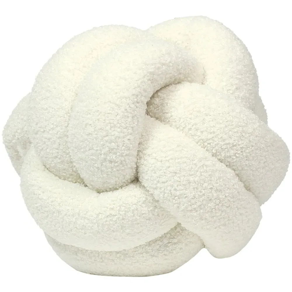 Boucle Knot Fleece Cushion - Cream