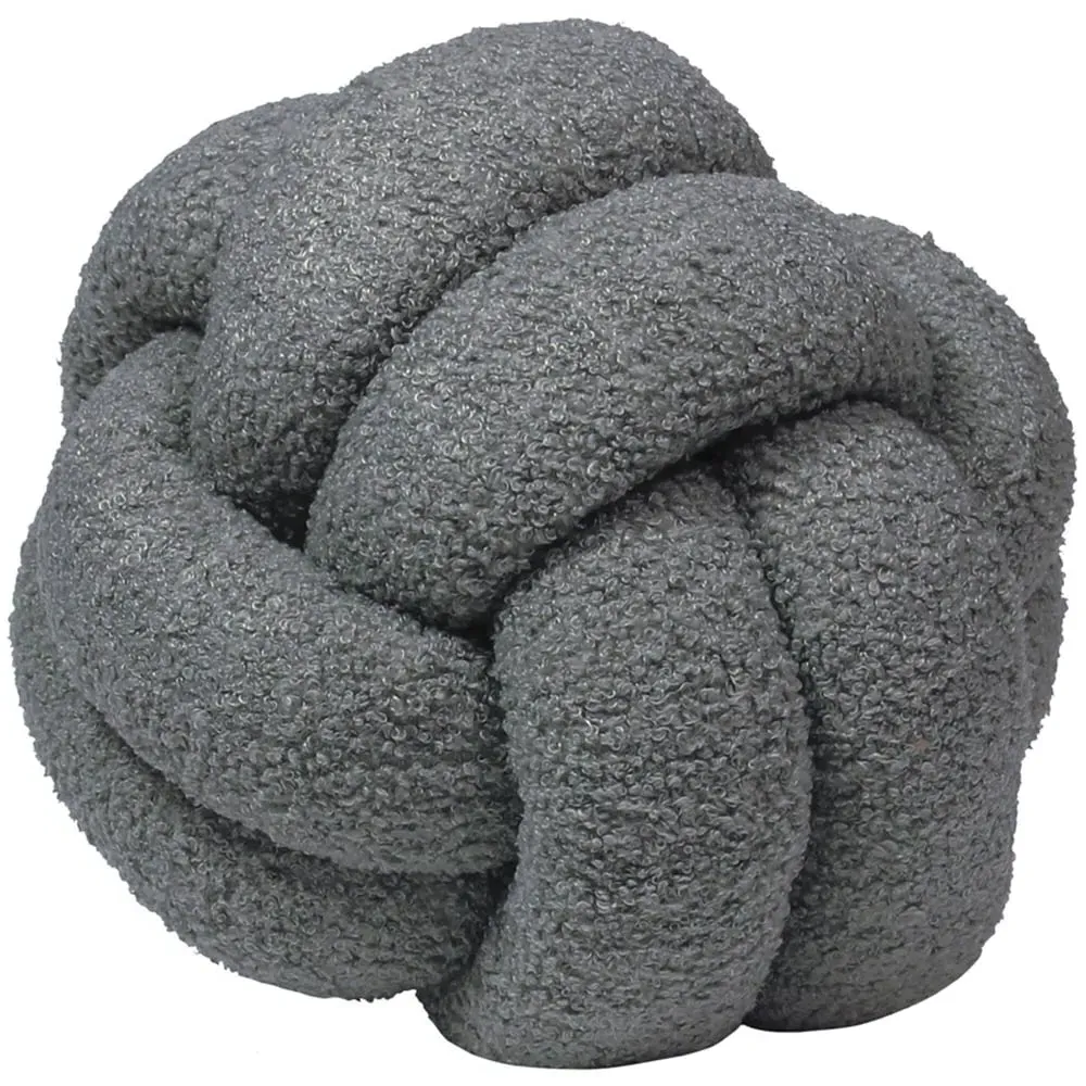 Boucle Knot Fleece Cushion - Grey