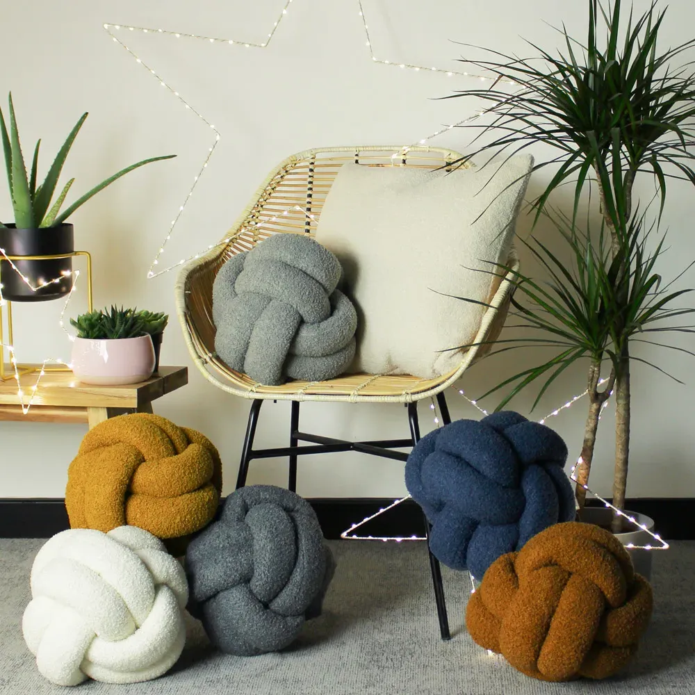 Boucle Knot Fleece Cushion - Silver