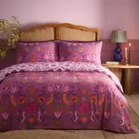 Broderie Single Floral Reversible Duvet Set - Purple