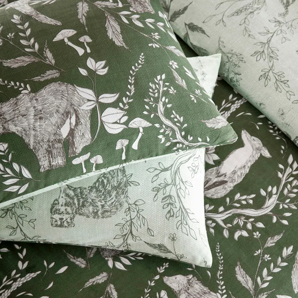 Buckthorn Double Duvet Set - Green, Polycotton