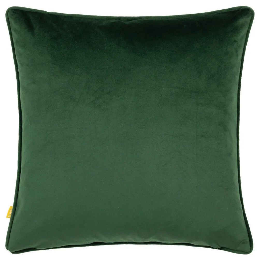 Buckthorn Green Bear Velvet Piped Cushion - Green, Velvet