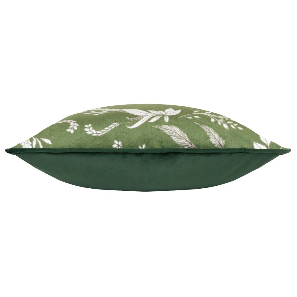 Buckthorn Green Bear Velvet Piped Cushion - Green, Velvet