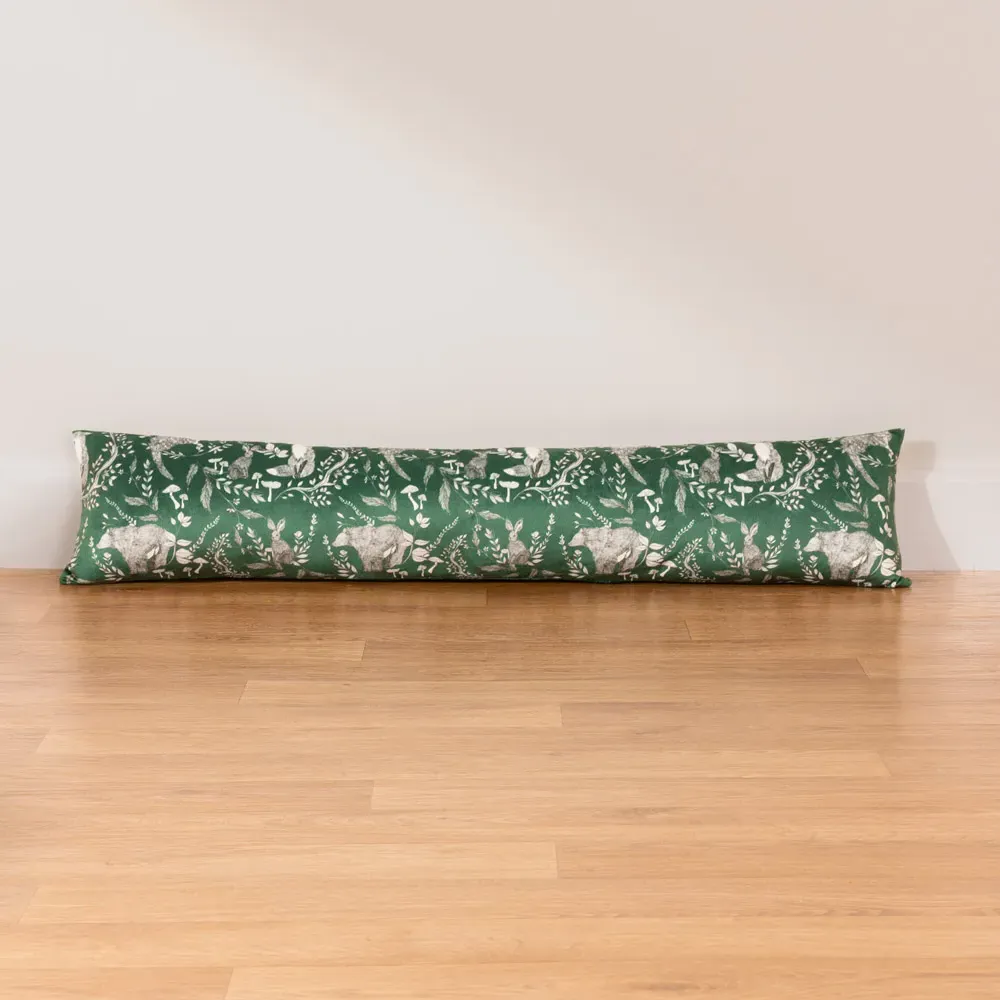Buckthorn Woodland Velvet Draught Excluder - Green