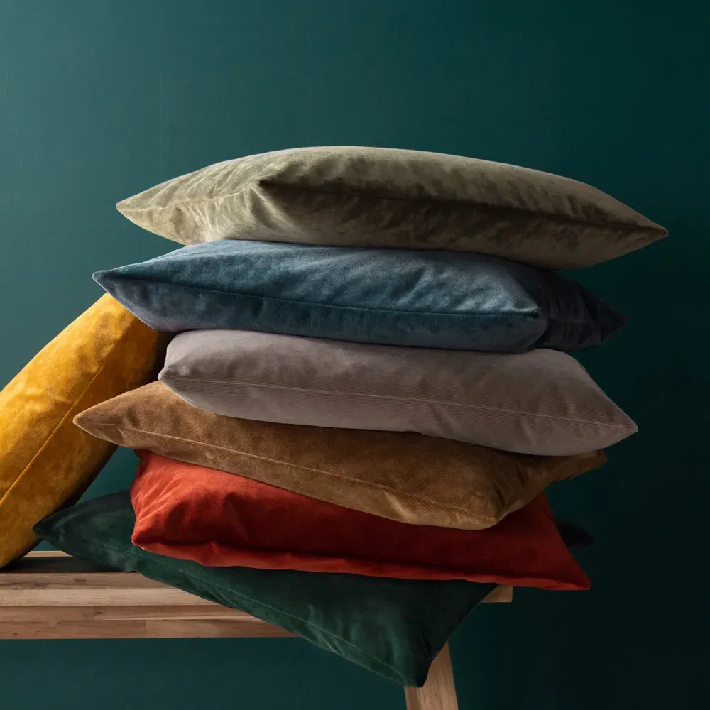 Camden Cushion - Tan, Micro Cord Velvet