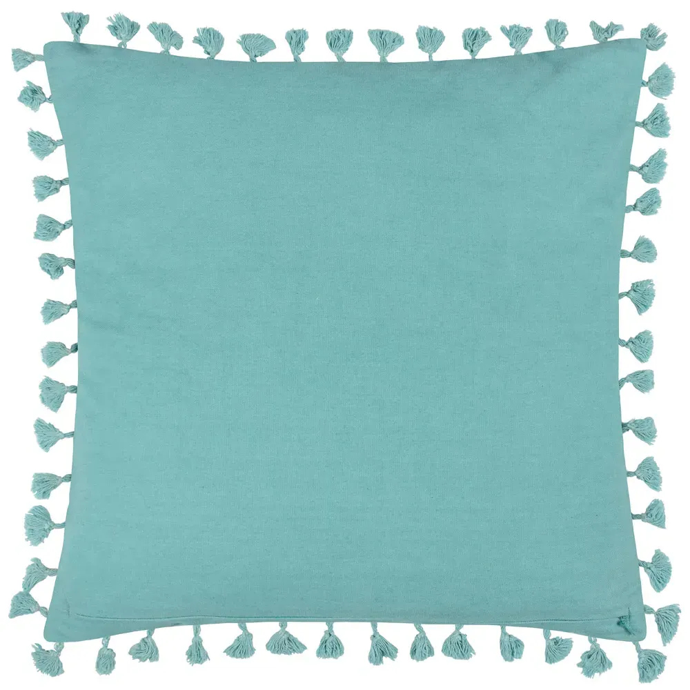 Chamae Floral Tasselled Cushion - Purple, Cotton