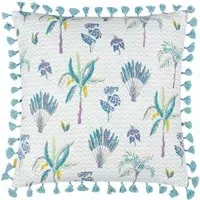Chamae Floral Tasselled Cushion - Purple, Cotton