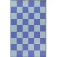 Checkerboard Recycled Outdoor Rug - Blue