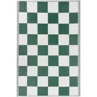 Checkerboard Recycled Outdoor Rug - Green