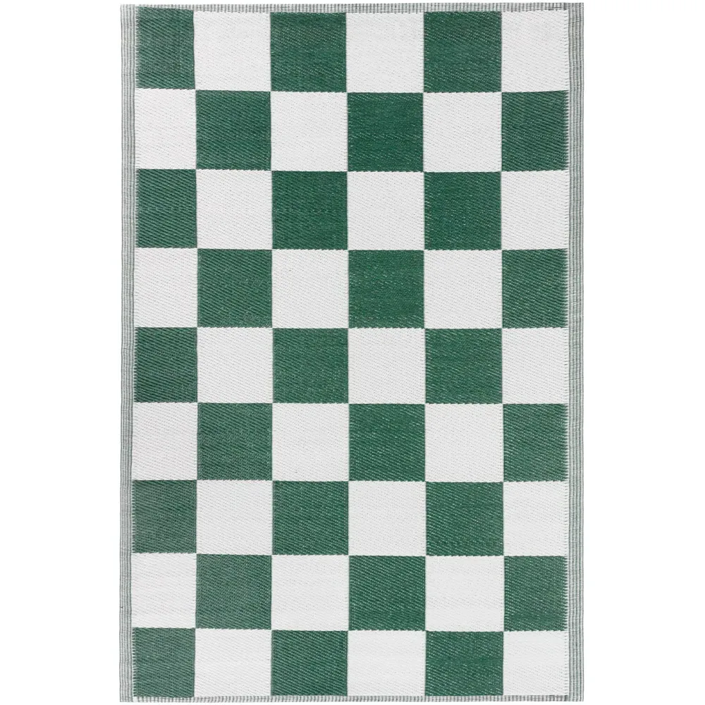 Checkerboard Recycled Outdoor Rug - Green