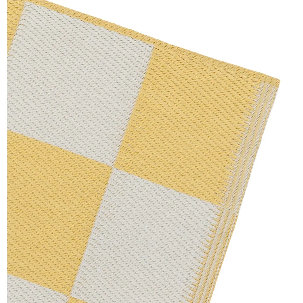 Checkerboard Recycled Outdoor Rug - Yellow