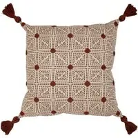 Chia Tufted Cushion with Tassels - Red Clay, Cotton