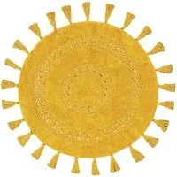 Circle Tassel Anti-Slip Bath Mat - Ochre, Cotton