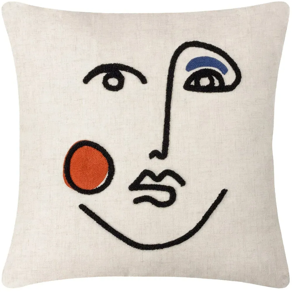 Cleo Linear Woven Cushion - Ginger Navy, Polylinen