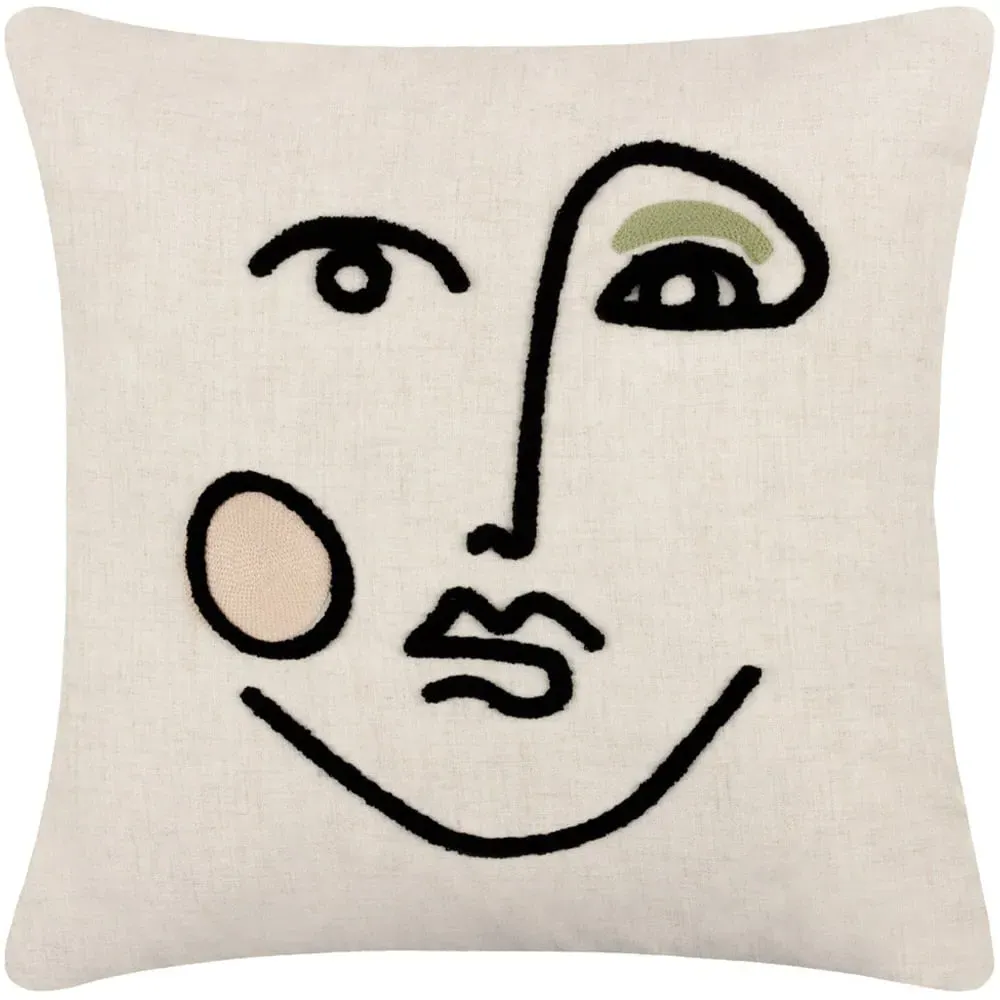 Cleo Linear Woven Cushion - Pink Green, Polylinen image