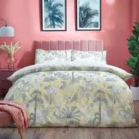 Colony Palm Single Duvet Cover Set - Yellow, Polycotton