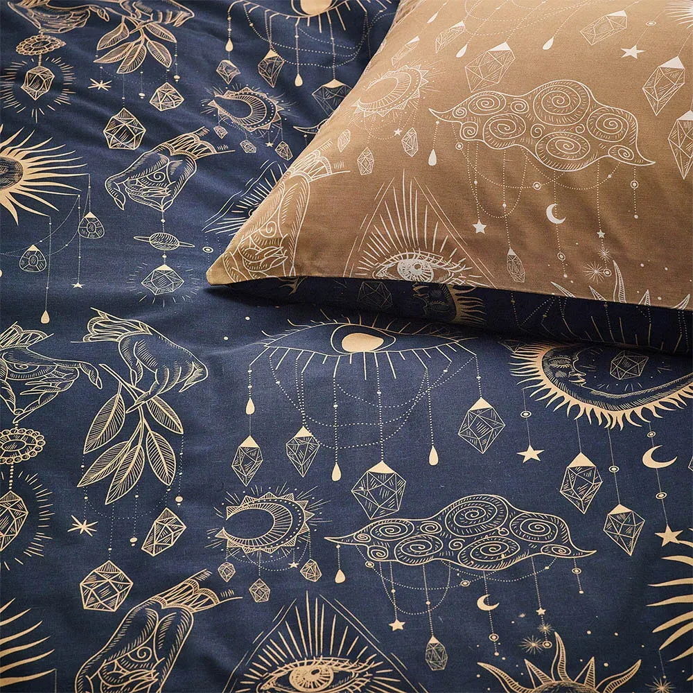Constellation Celestial Double Duvet Set - Gold, Polycotton