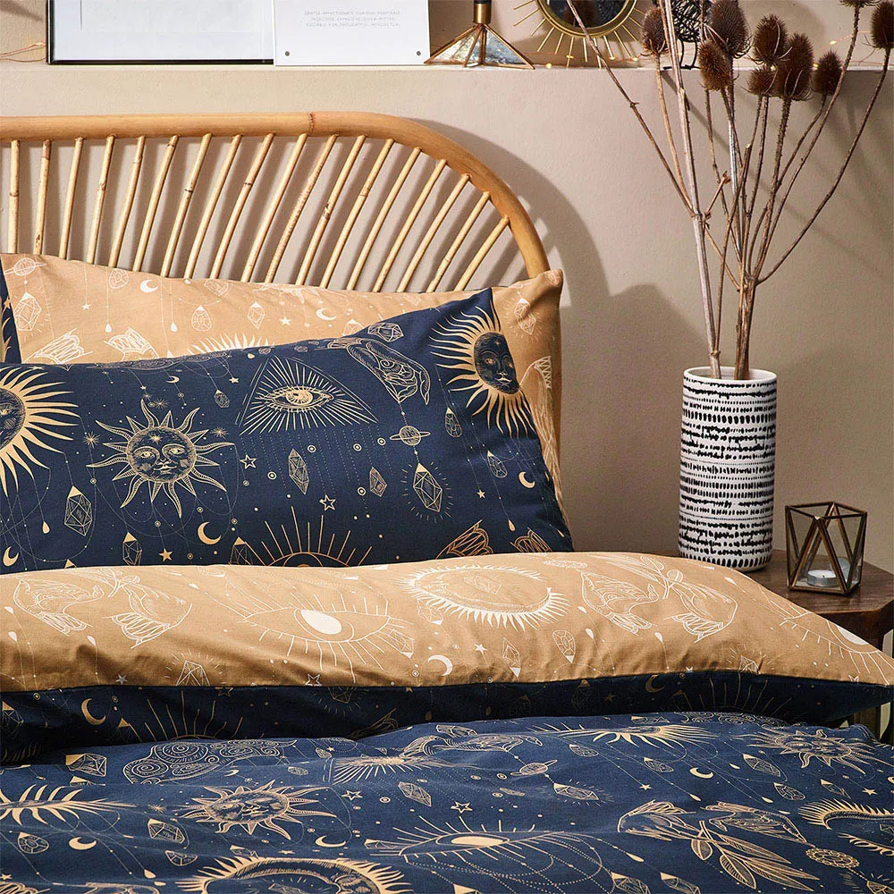 Constellation Celestial Double Duvet Set - Gold, Polycotton