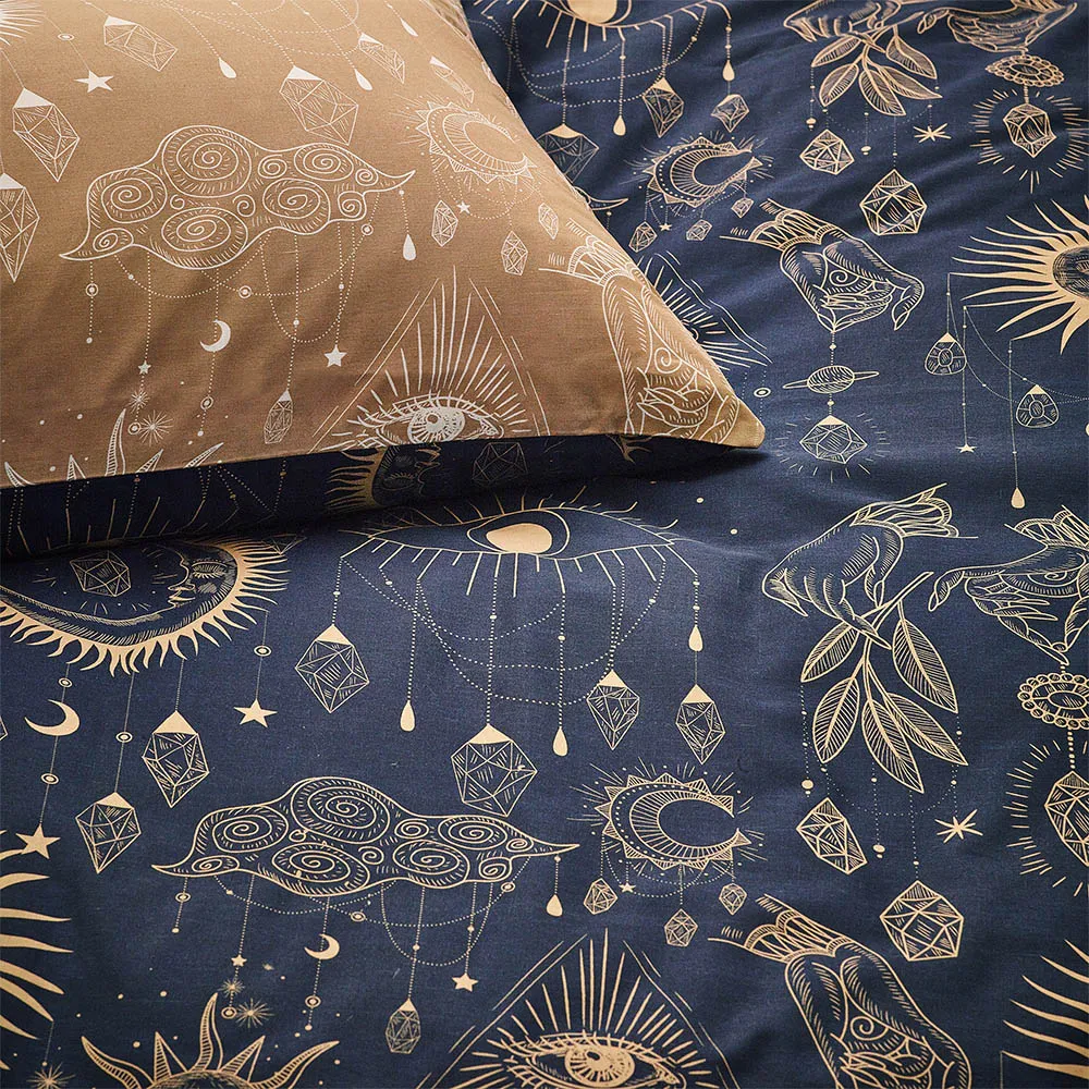 Constellation Celestial Single Duvet Set - Gold, Polycotton