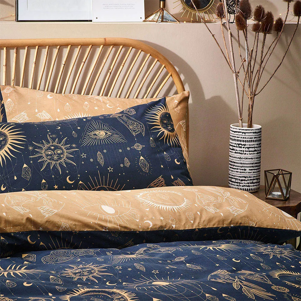 Constellation Celestial Single Duvet Set - Gold, Polycotton