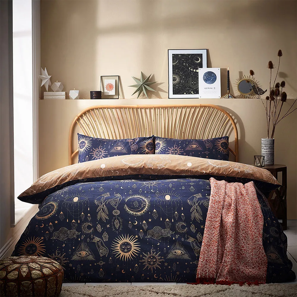 Constellation Celestial Super King Duvet Set - Gold and Navy
