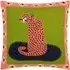 Coral Cheetah Embroidered Cushion - Orange