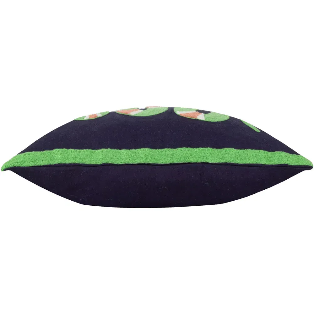 Coral Snake Embroidered Cushion - Green