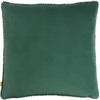 Cosmo Square Velvet Cushion with Pom-Pom Trim - Marine Blue
