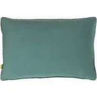 Cosmo Velvet Cushion with Pom-Pom Trim - Blue