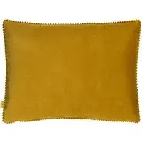 Cosmo Velvet Cushion with Pom-Pom Trim - Ochre