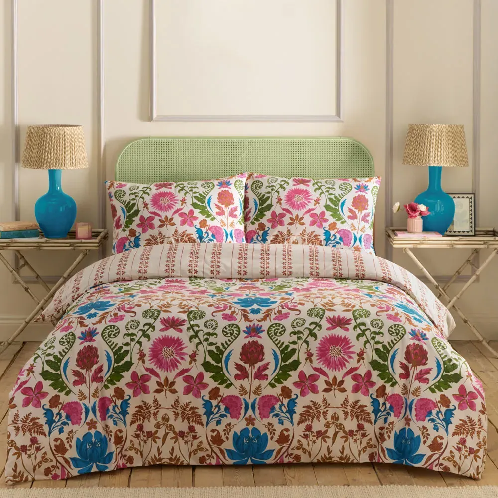 Curious Lotus King Size Duvet Set - Multi, Linen image