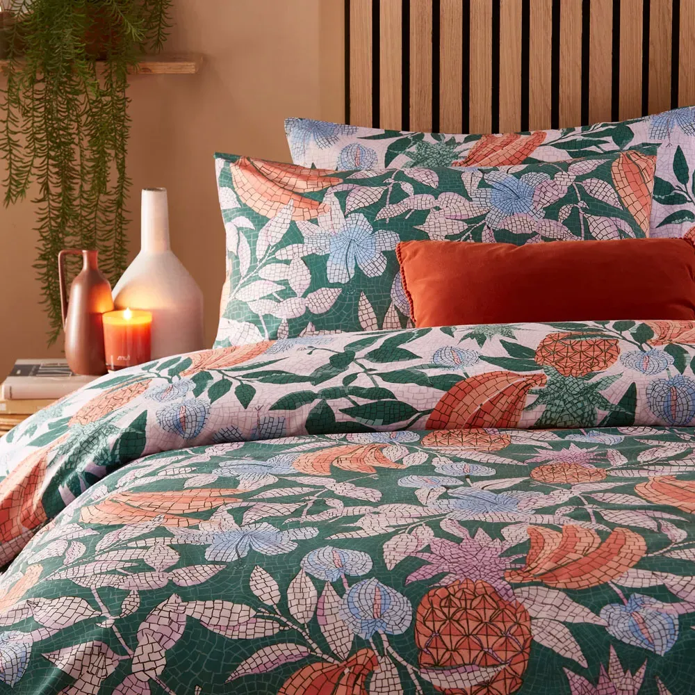 Cypressa Super King Duvet Set - Green, Polycotton