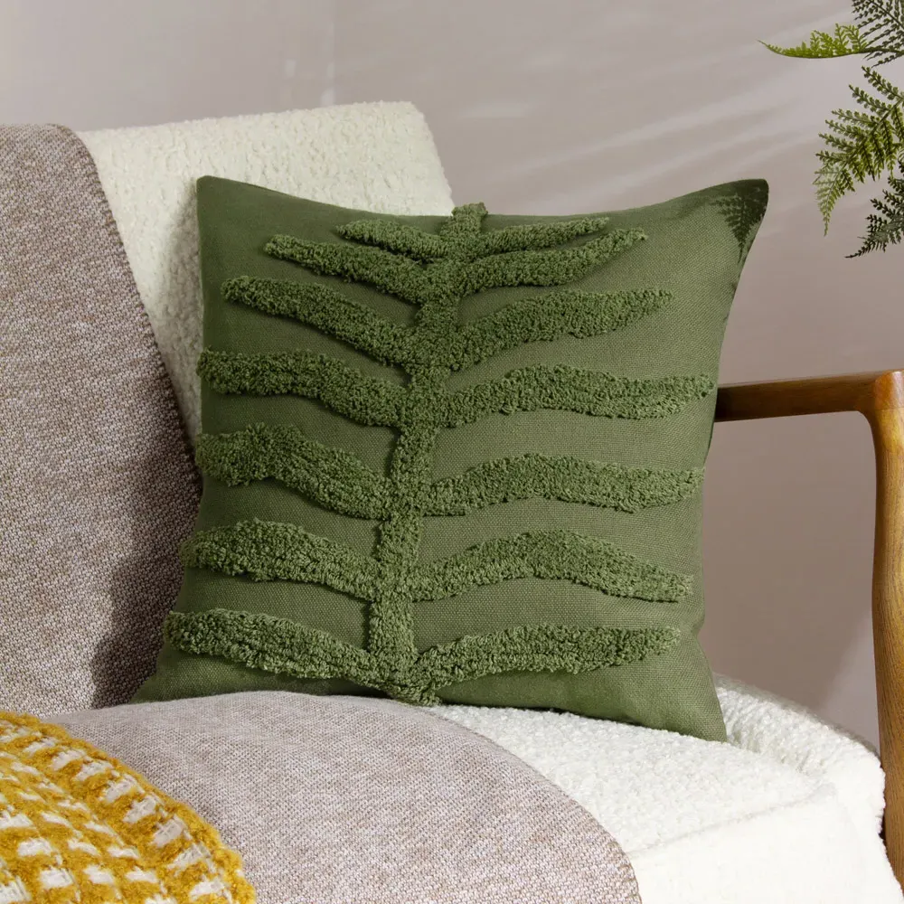 Dakota Tufted Cushion - Green, Cotton