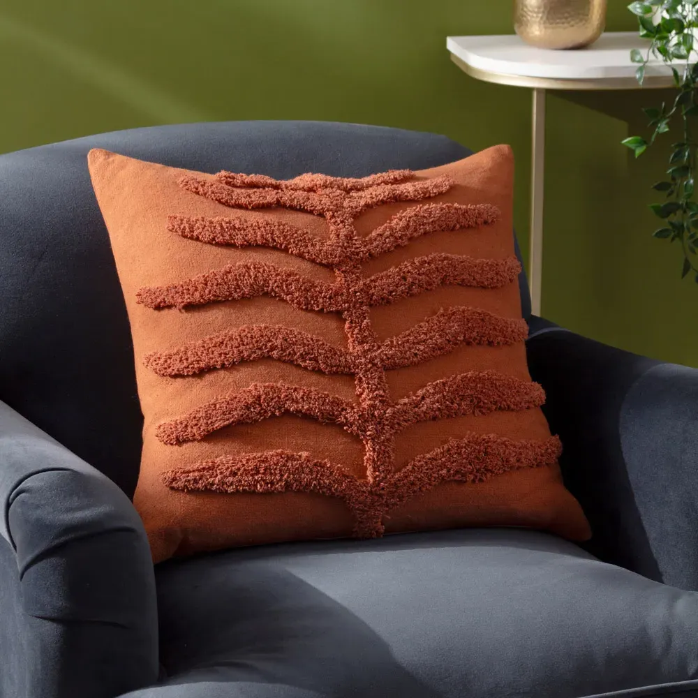 Dakota Tufted Cushion - Rust, Cotton