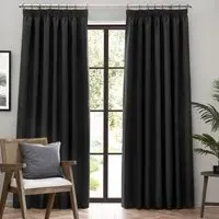 Dawn Blackout Pencil Pleat Curtains - Black