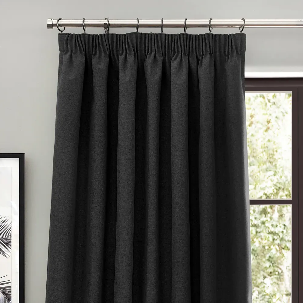 Dawn Blackout Pencil Pleat Curtains - Black