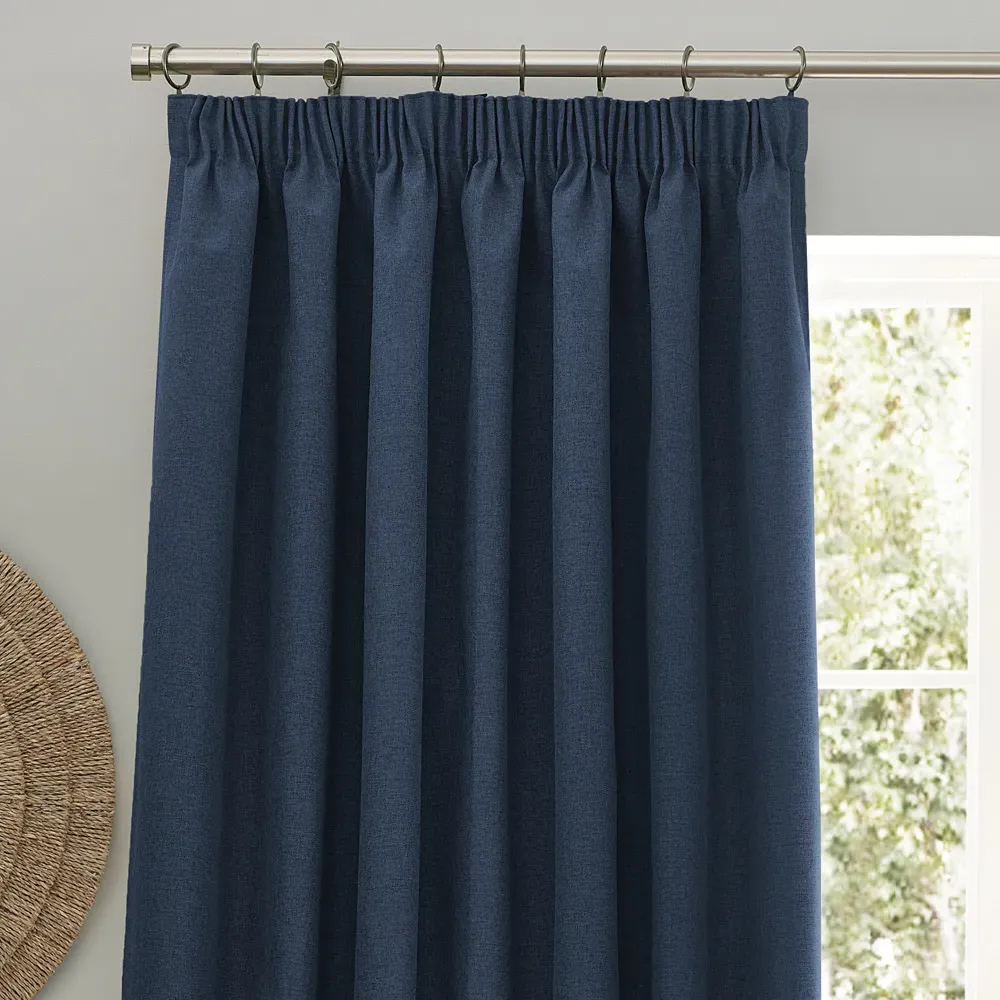 Dawn Blackout Pencil Pleat Curtains - Blue