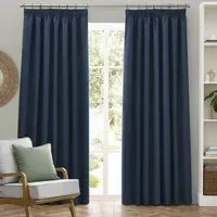 Dawn Blackout Pencil Pleat Curtains - Blue