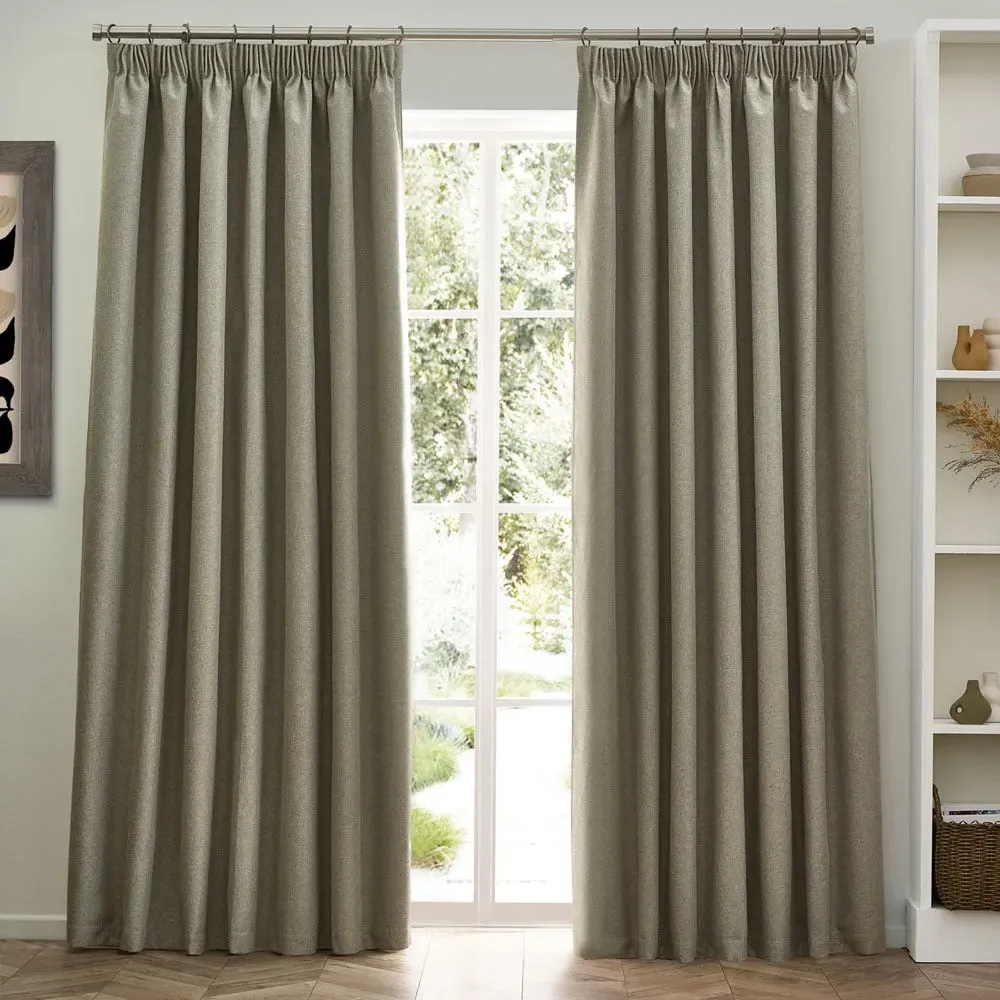 Dawn Blackout Pencil Pleat Curtains - Brown