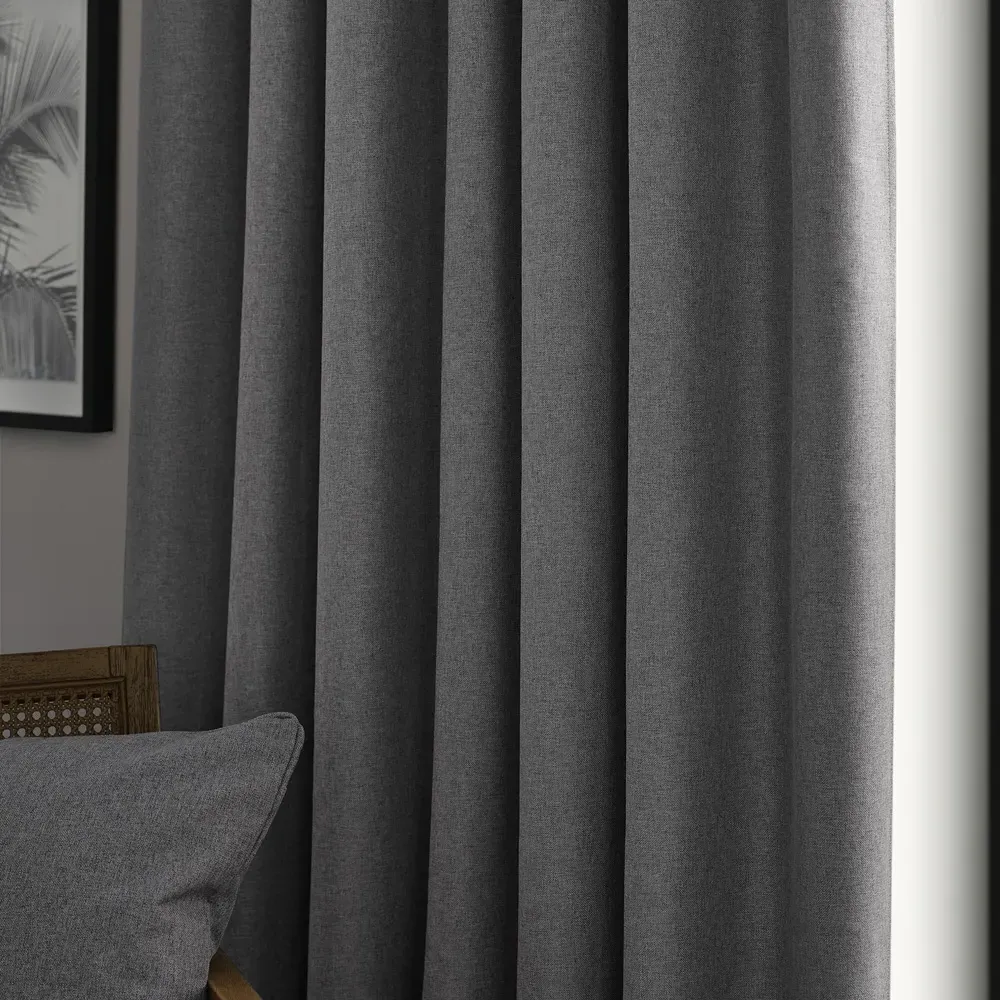 Dawn Blackout Pencil Pleat Curtains - Charcoal