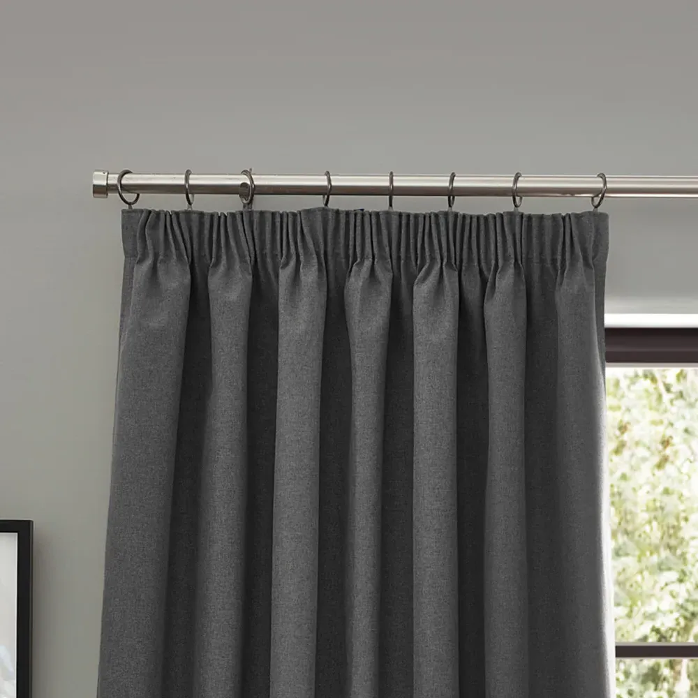 Dawn Blackout Pencil Pleat Curtains - Charcoal